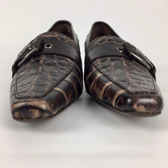 Donald J Pliner Couture Womens Narrow Mallow Brown Croc Print Pumps size 7.5N - Picture 5 of 16